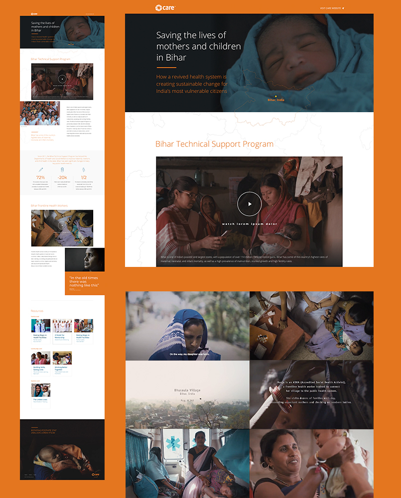 Collage of page designs for the Bihar microsite