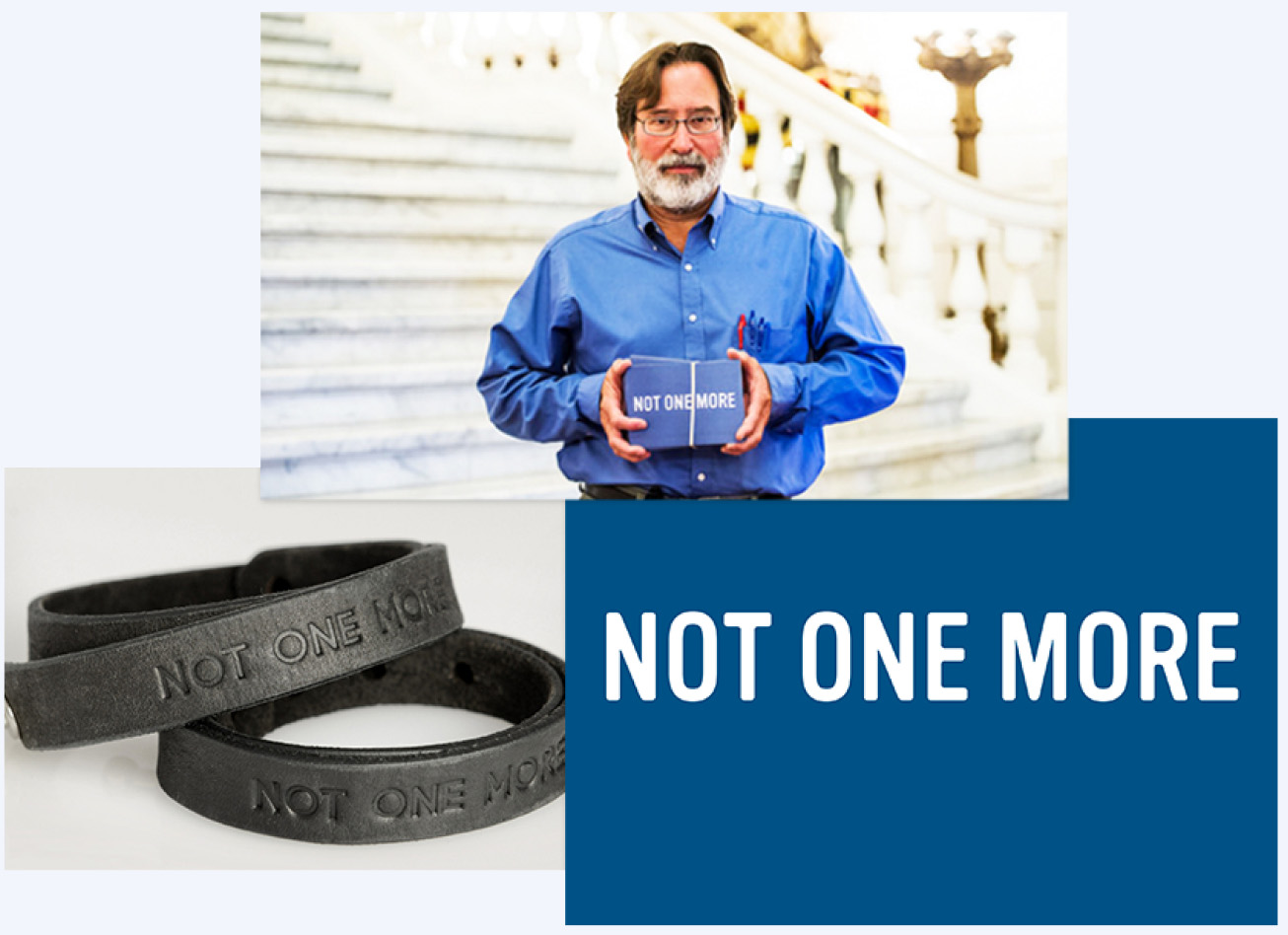 Wristbands and design collateral for the Not One More campaign