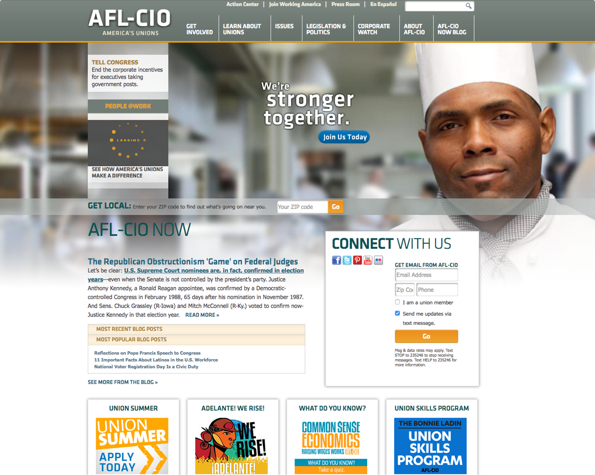 Image of the AFL-CIO prior to the redesign