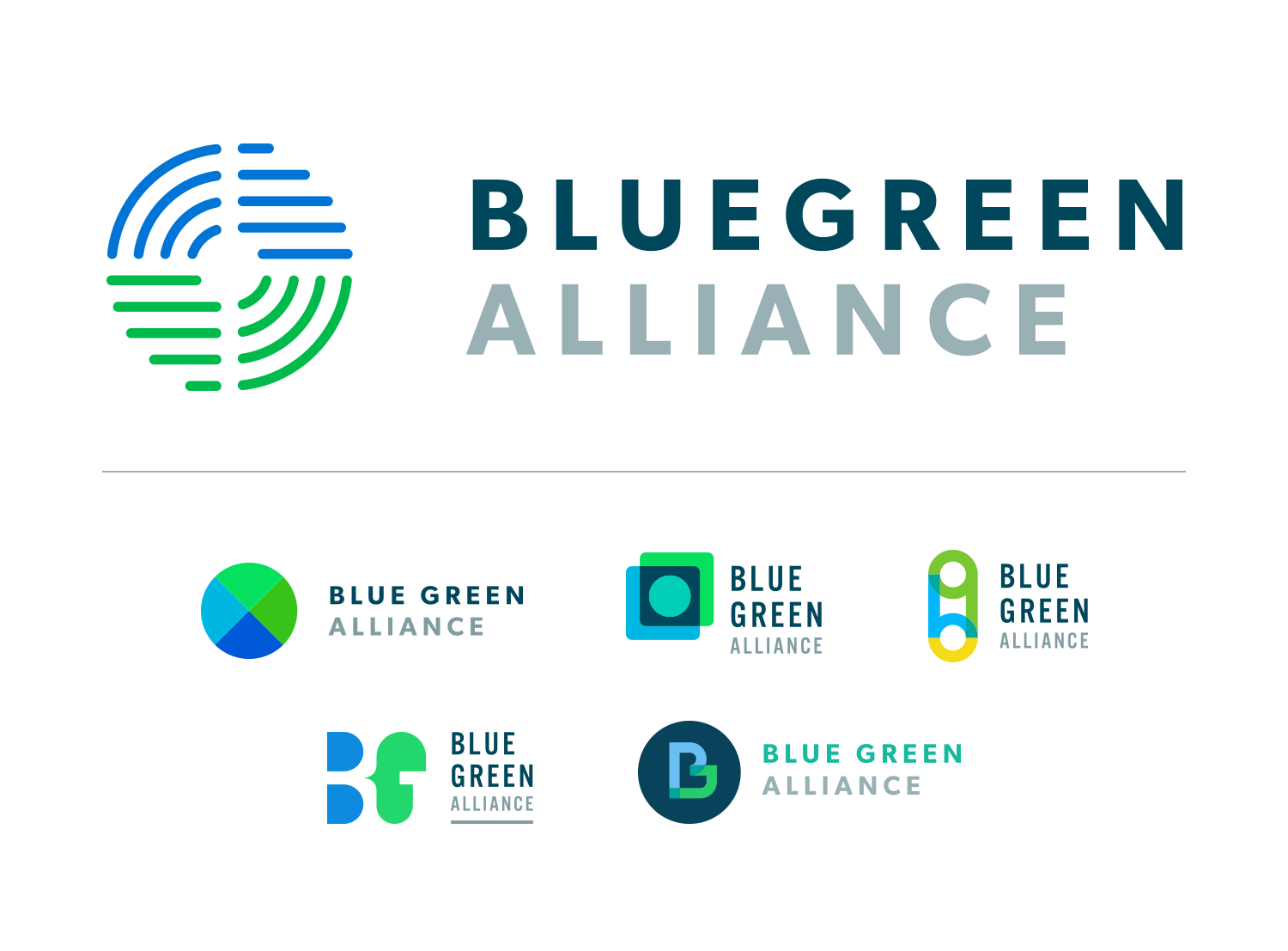 Final version and early sketches for the redesign of the BlueGreen Alliance logo