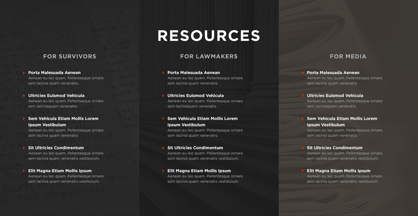 Resources area of the homepage of the website