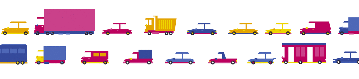 Illustration of different vehicles in the animation