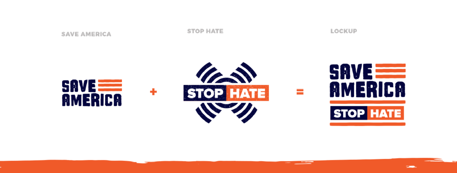 Image of Save America lockup with the Stop Hate campaign logo