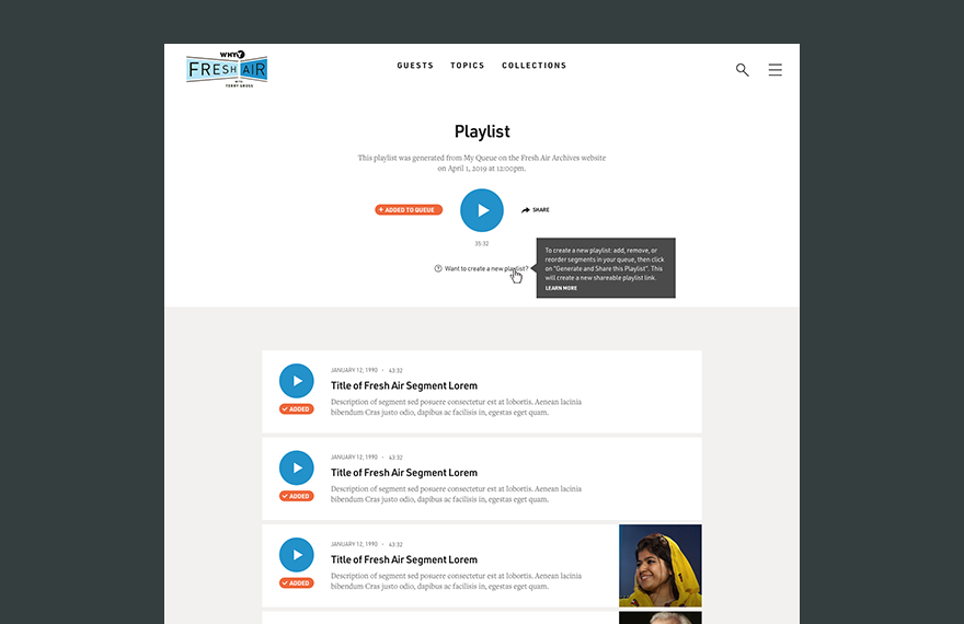Image of playlist page