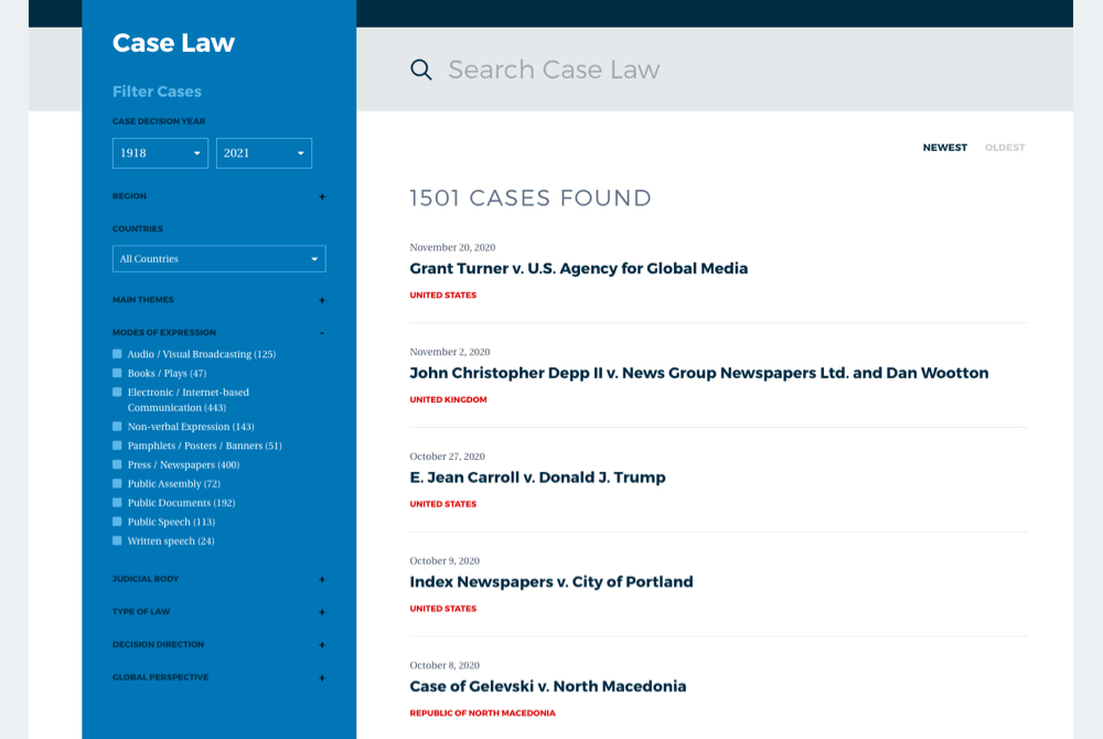 Page design for Case Law