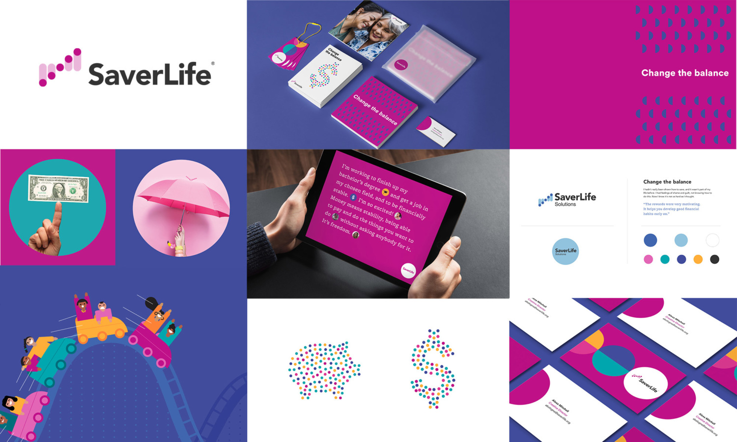SaverLife branding and collatoral examples