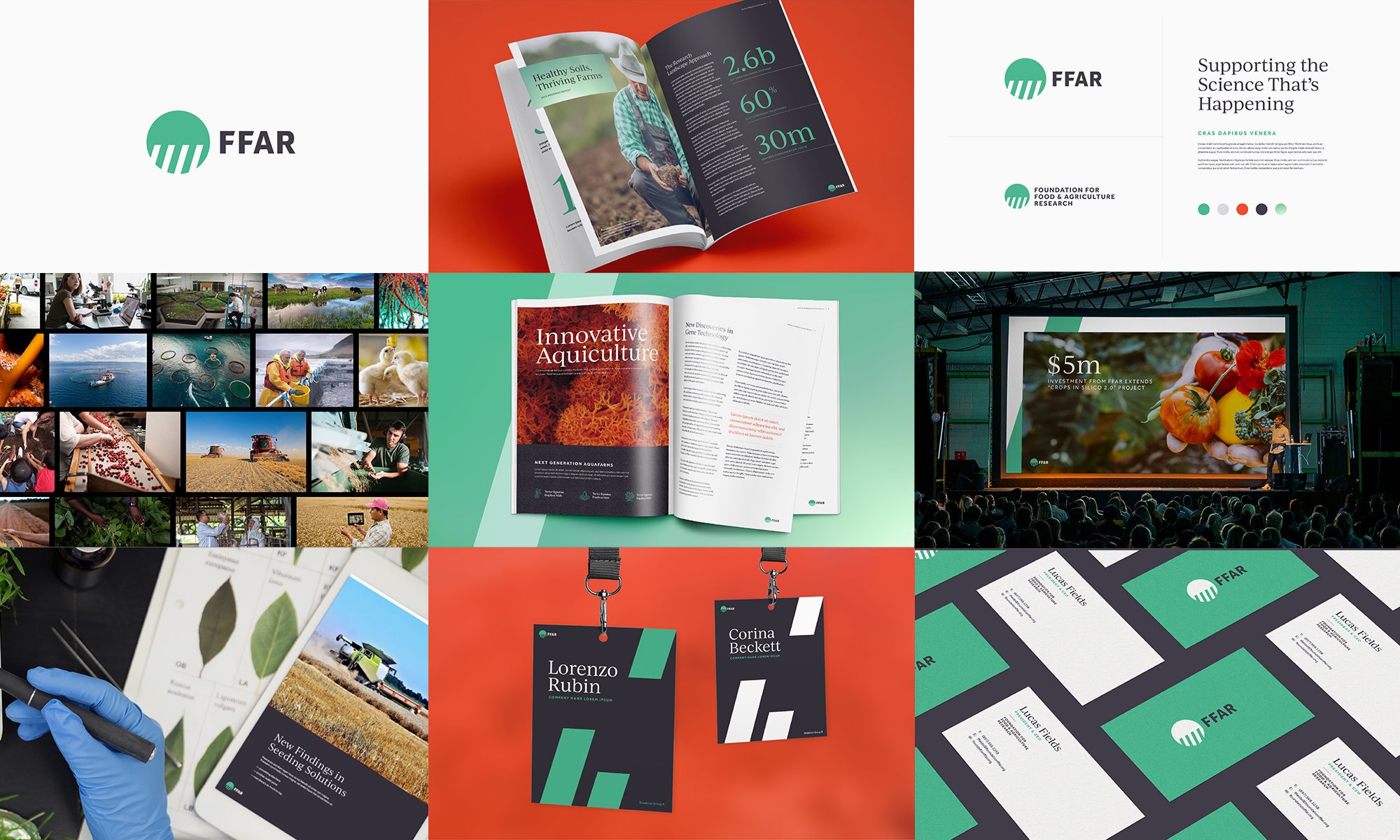 FFAR collage of brand elements and applications