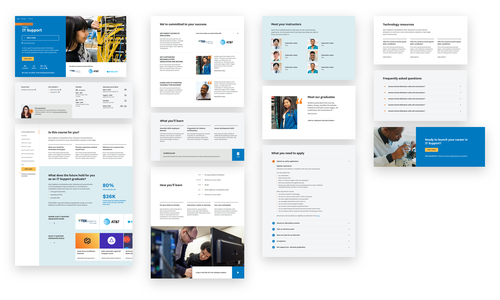 Collage of components of the course drilldown page