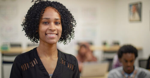 Young black woman in a classroom setting