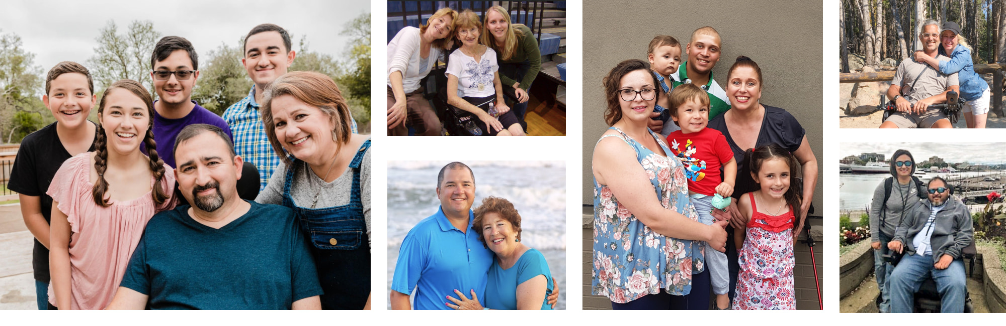 Collage of ALS patients with their families