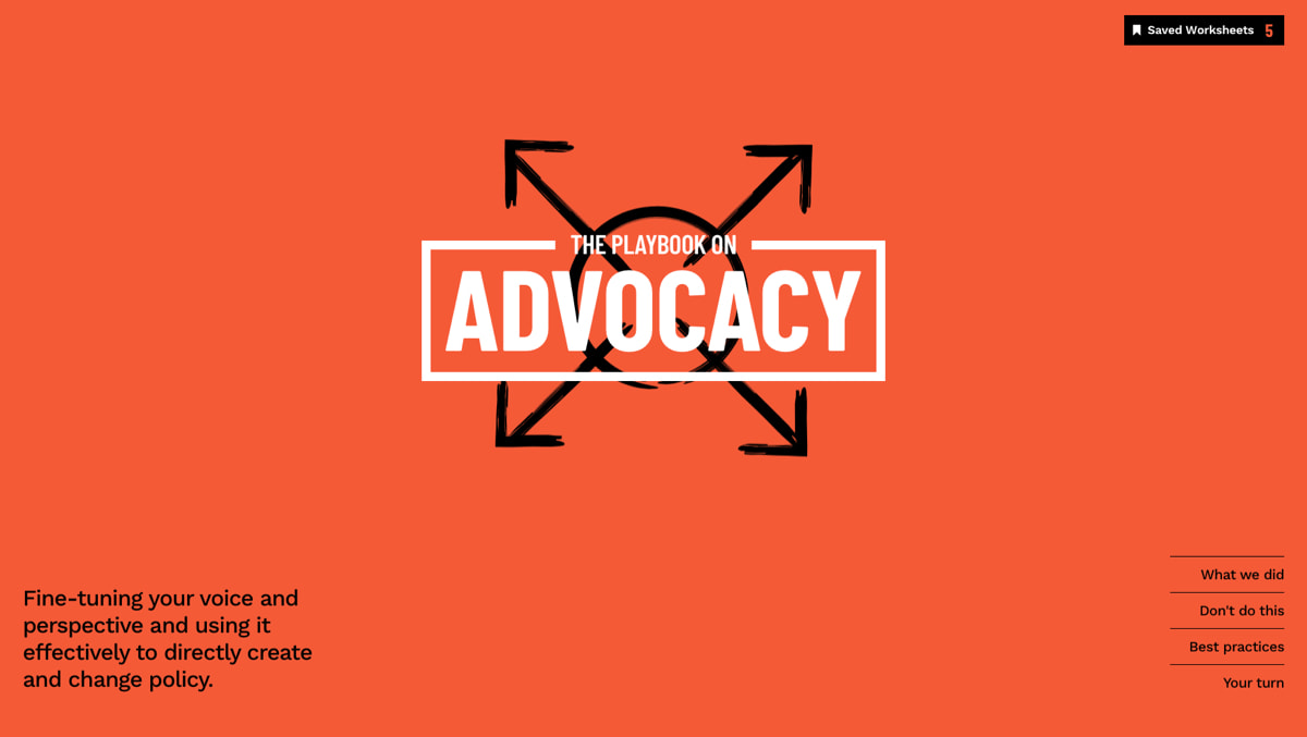 Top of the landing page for one of the categories for the Organizing Playbook website. Main title on the page says