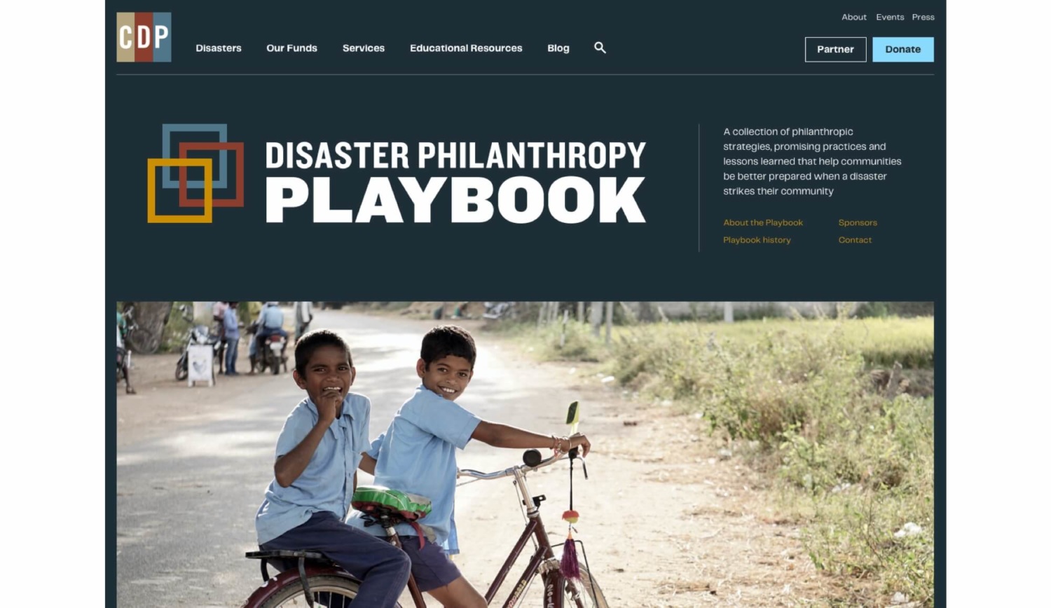 A website design for the Disaster Philanthropy Playbook