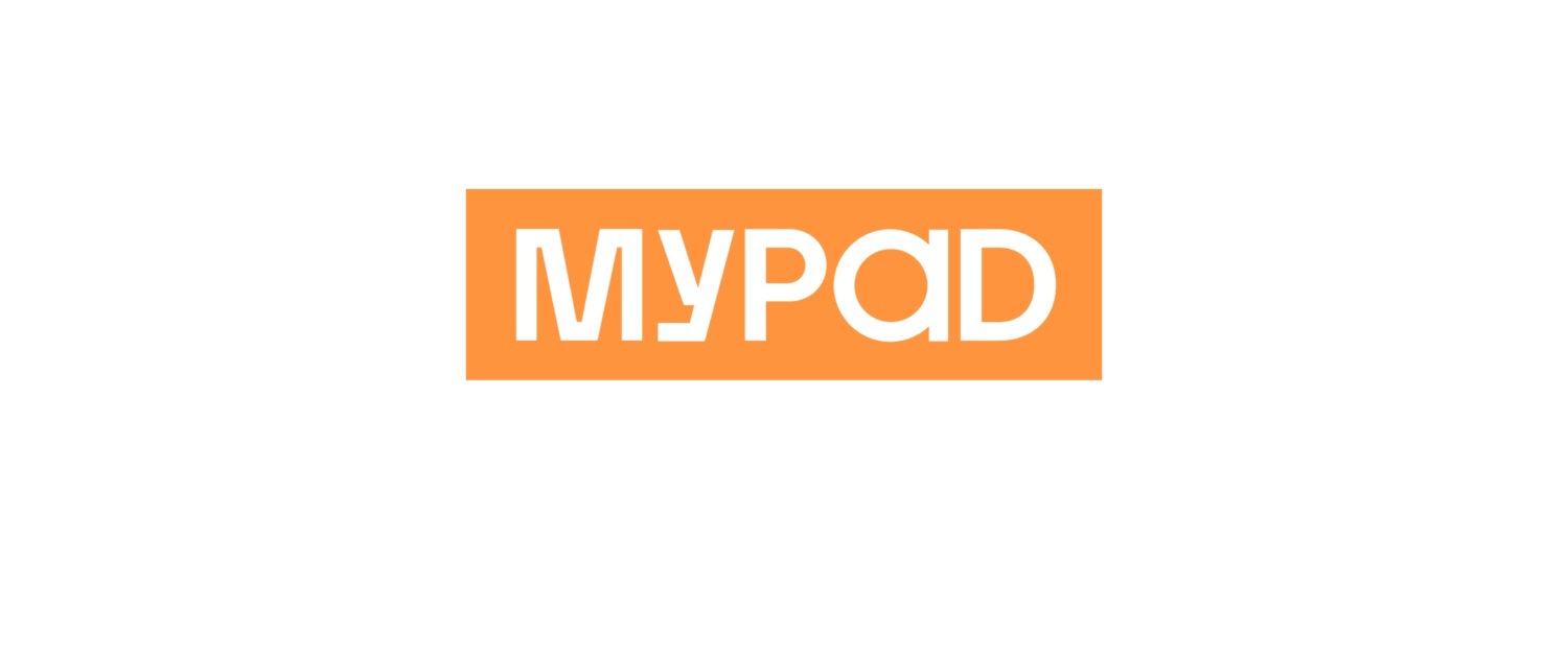 orange box with the word 'mypad' in white inside