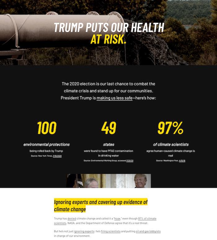 screenshot of Trump is Toxic.org website