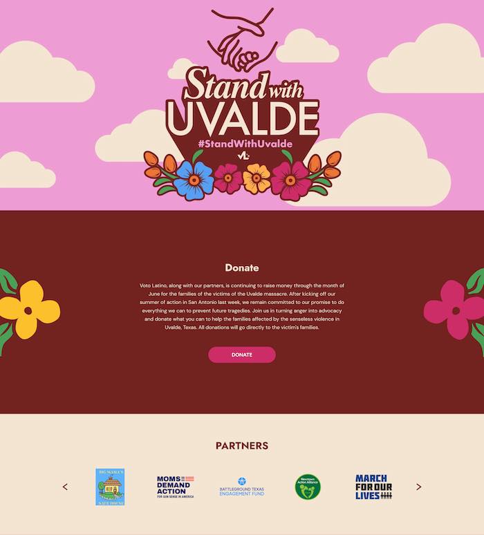 screenshot of Stand with Uvalde website