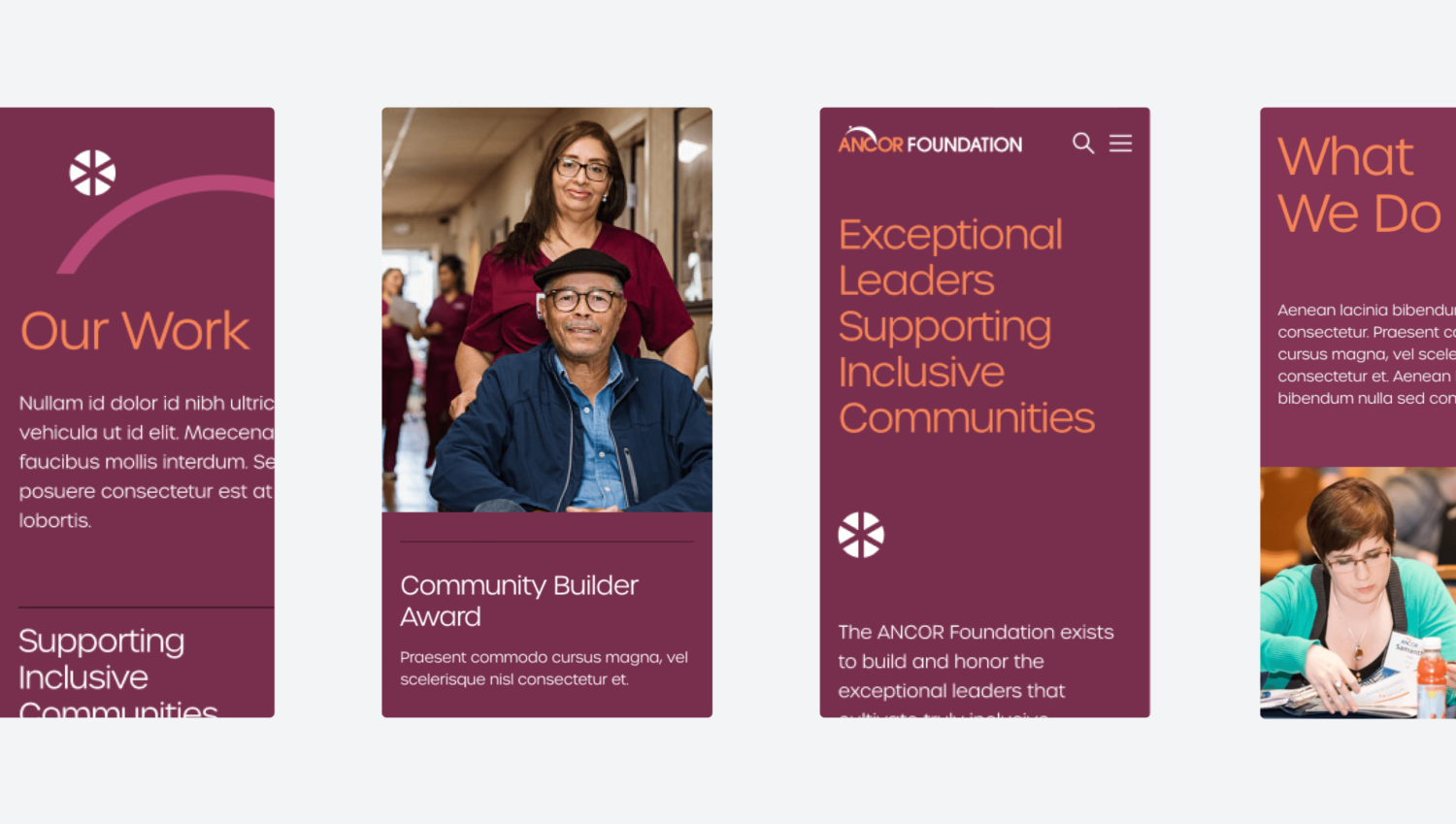 Mobile website designs for the ANCOR Foundation