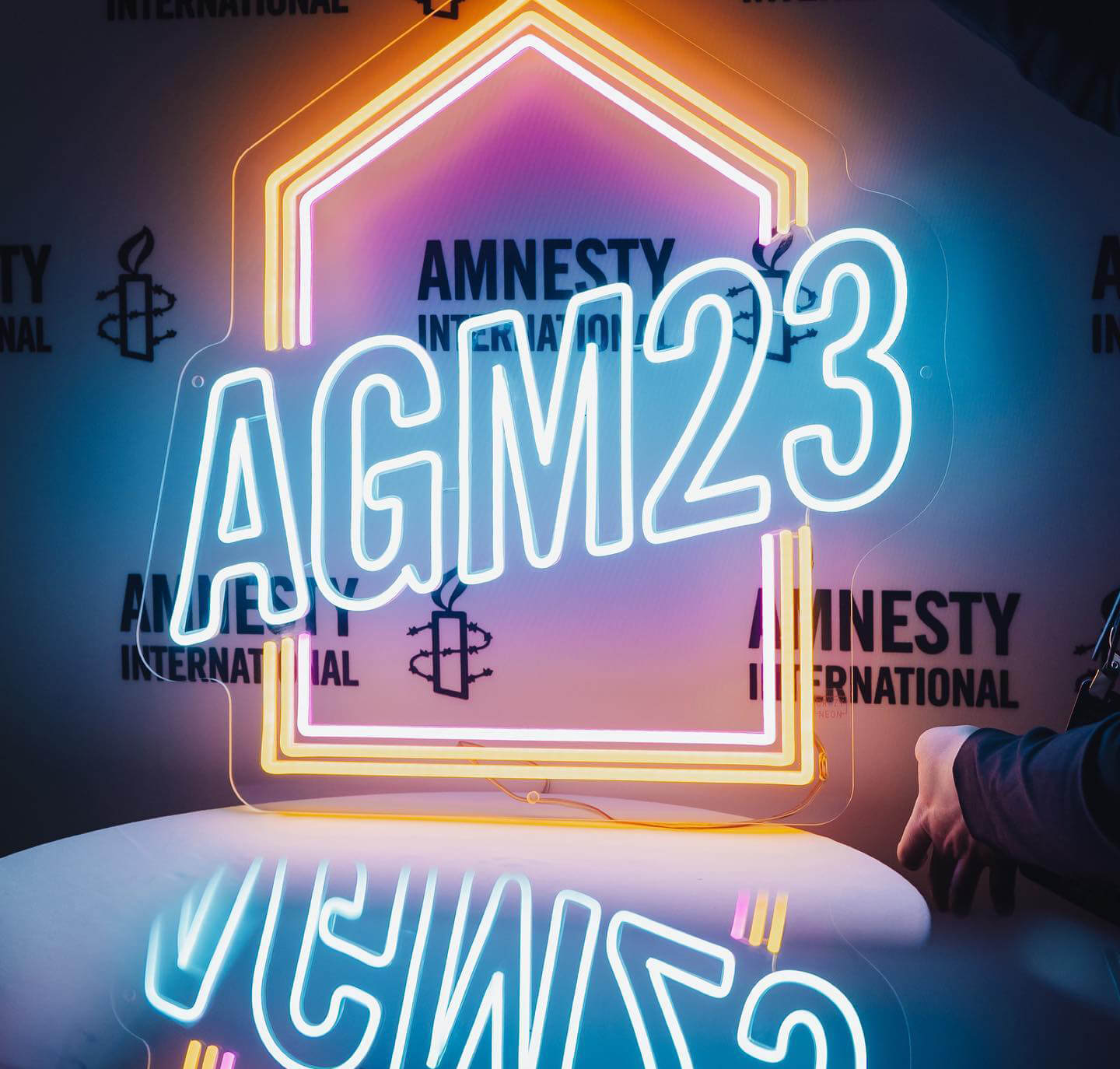 Custom neon sign created for AGM 2023