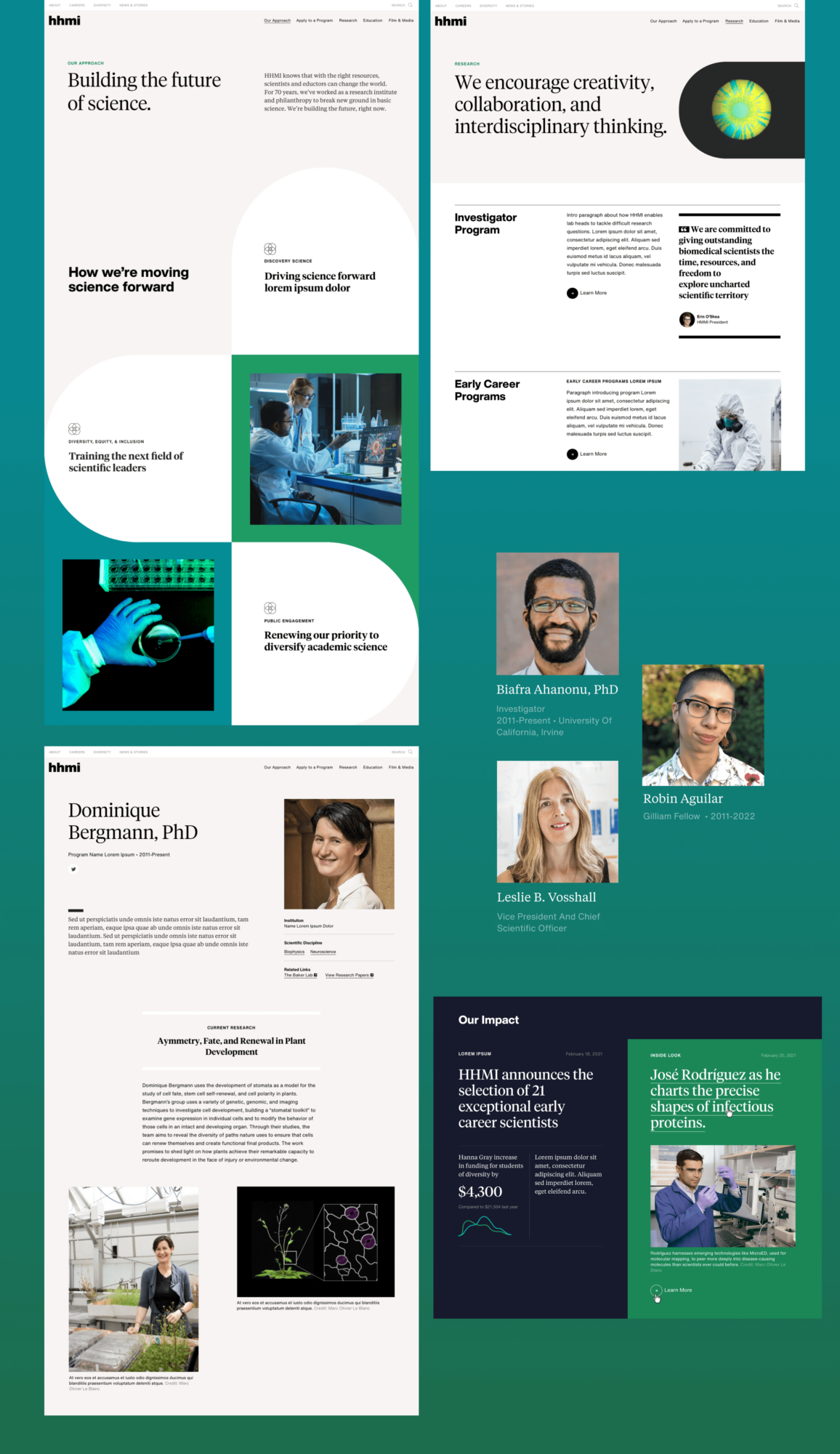 HHMI program and alumni page within the context of the design system