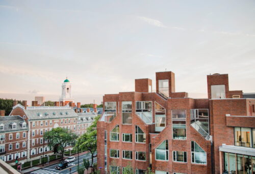 A view of Harvard's Kennedy School building on campus.