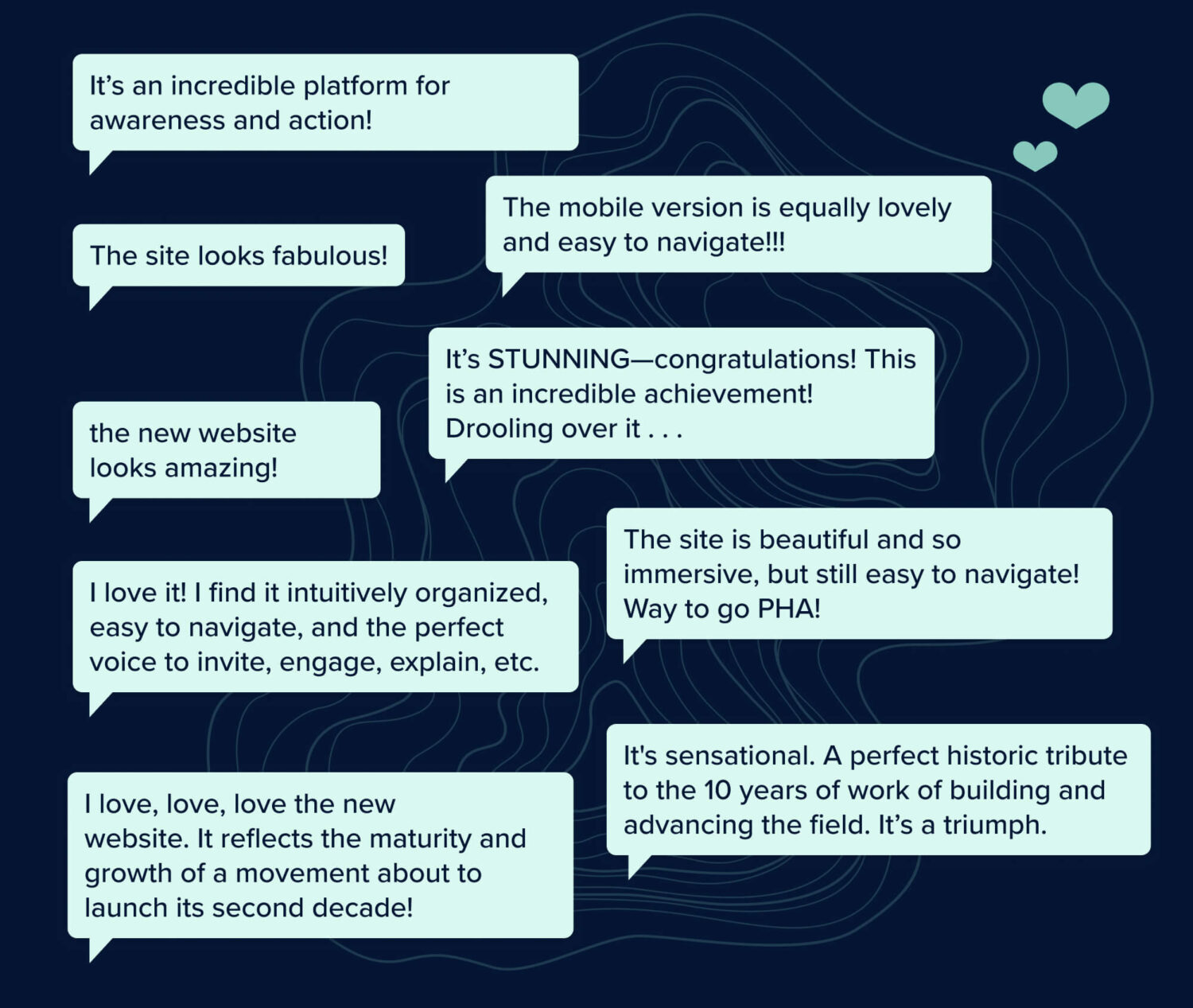 collage of positive feedback PHA has received from community members