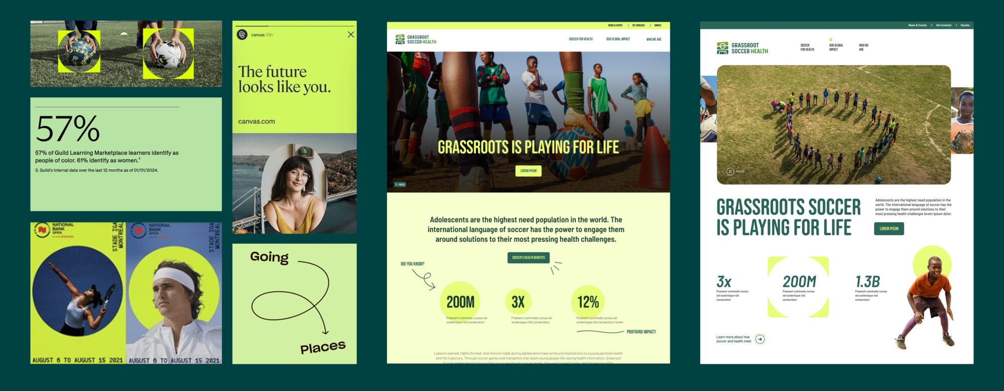 Moodboards and design concepts in the preparation for the final Grassroot website designs