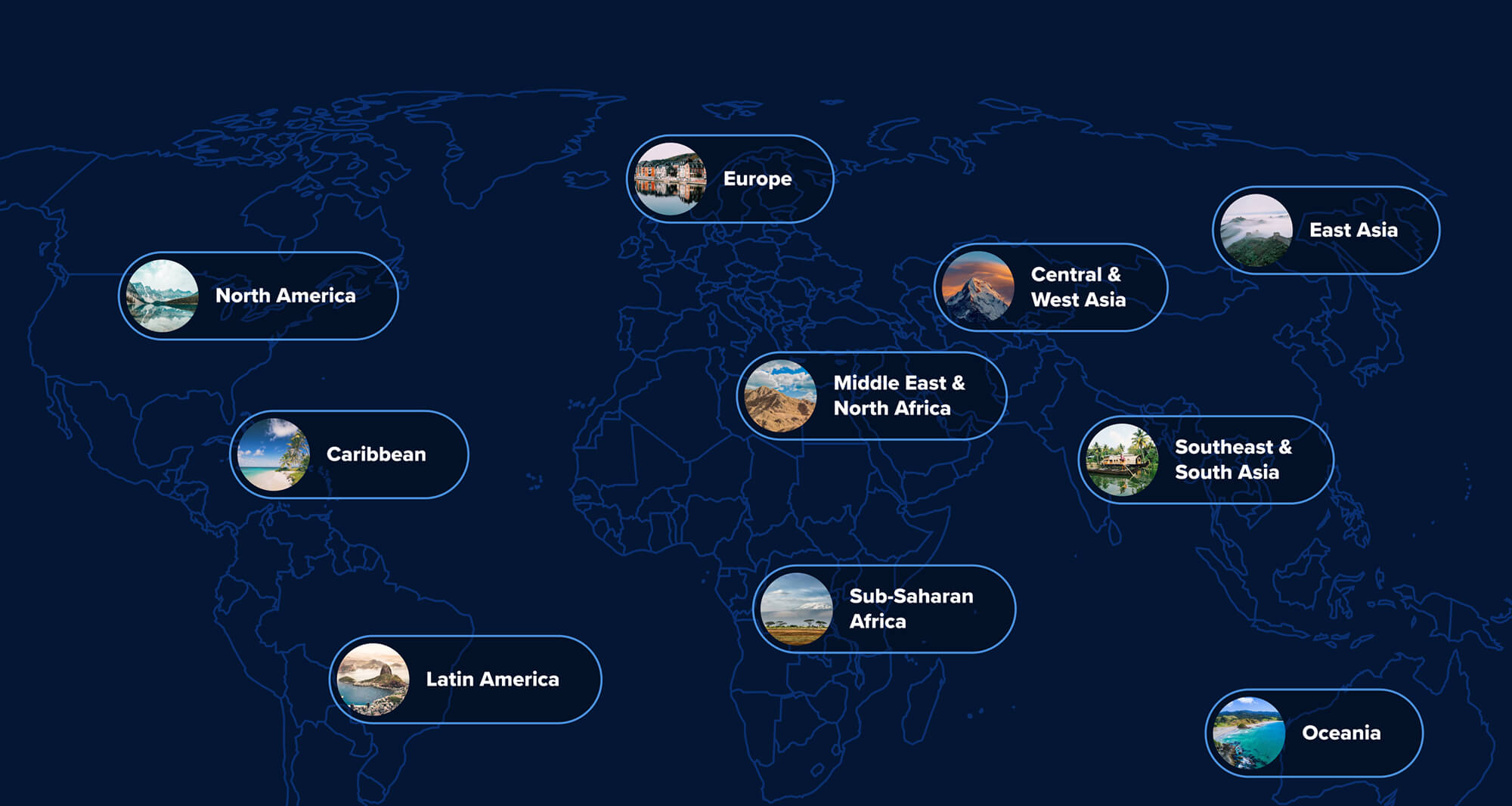 map of PHA's regional hubs