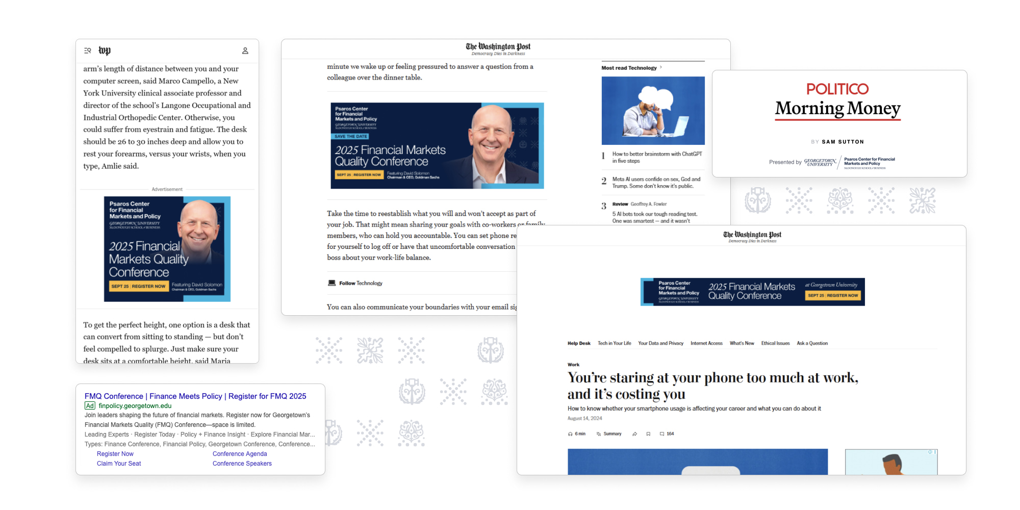 Selection of different placements for FMQ 2025 ads