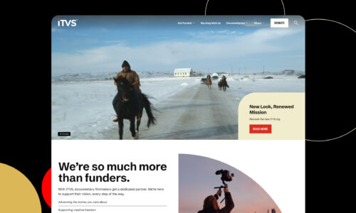 ITVS homepage hero and branded shapes