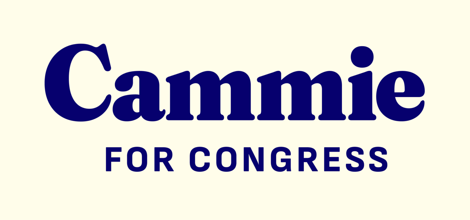 Cammie for Congress logo which is set in a decorative, chunky serif font with 