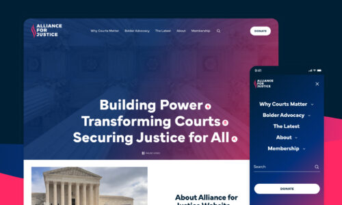 Alliance for Justice desktop and mobile design collage