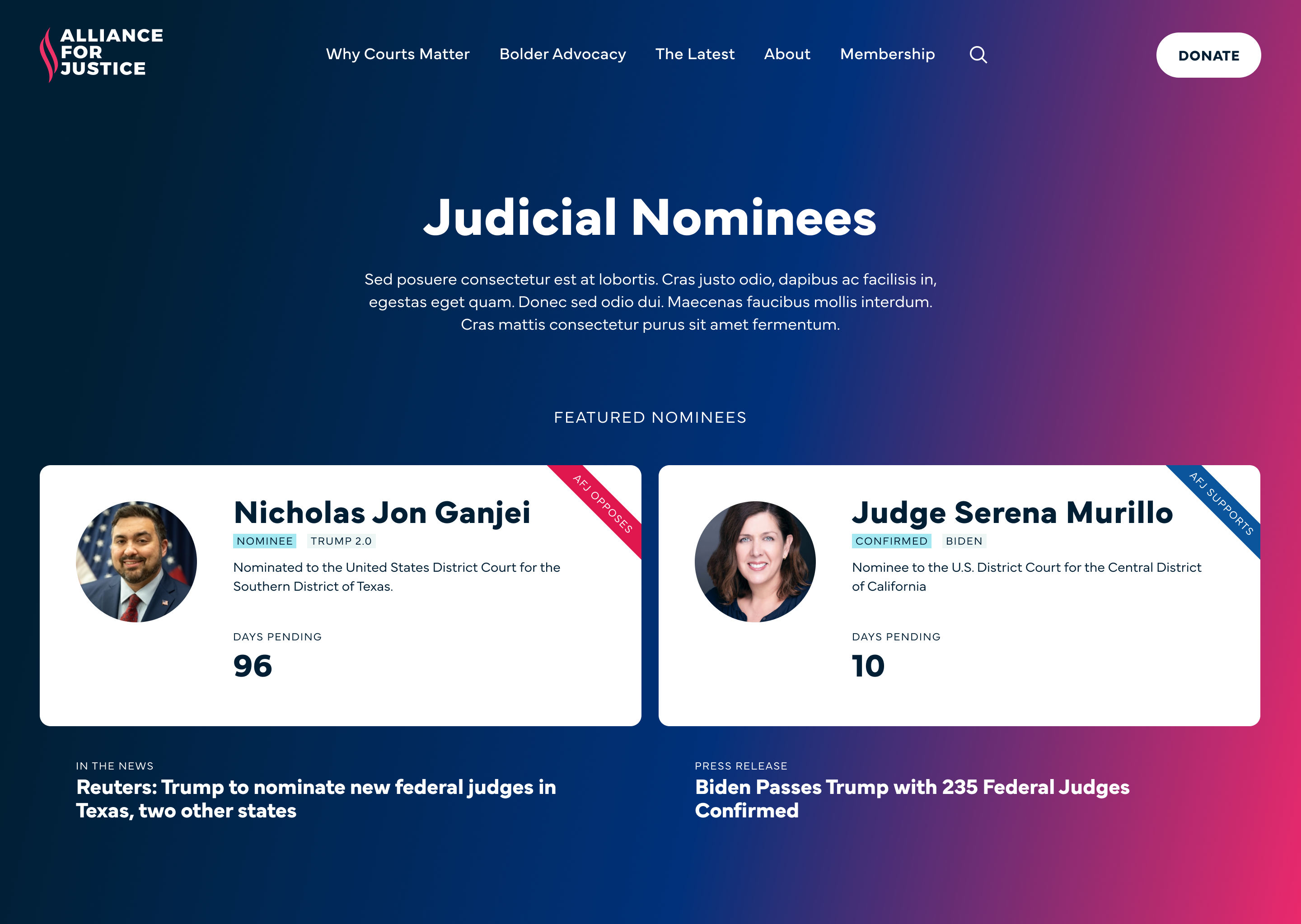 Image of Alliance for Justice Judicial Nominee listing