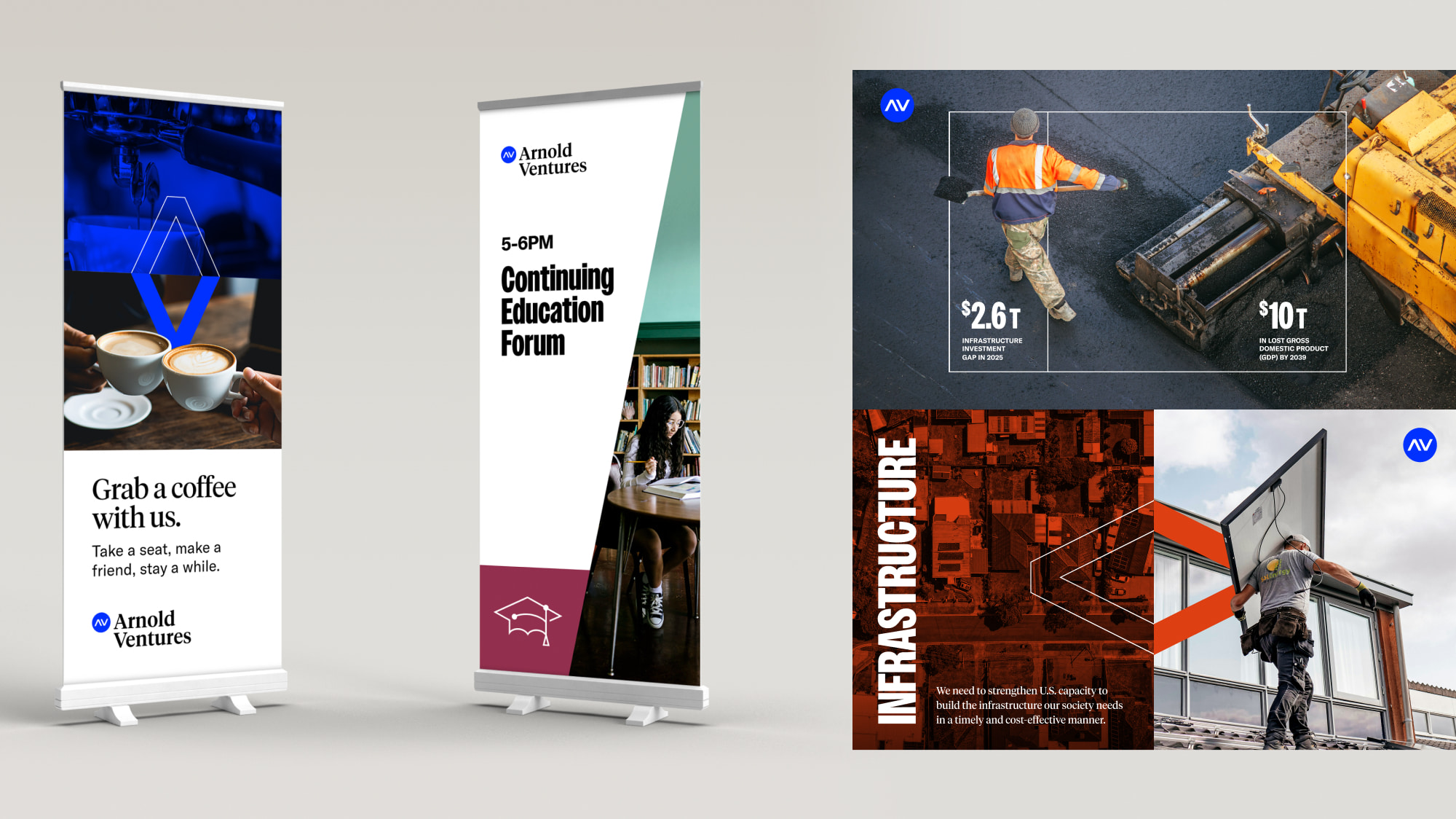Various collateral from pop-up vertical posters, infographic styles, and feature image.
