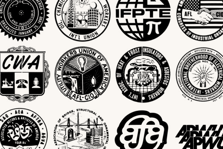 Historic labor union badges