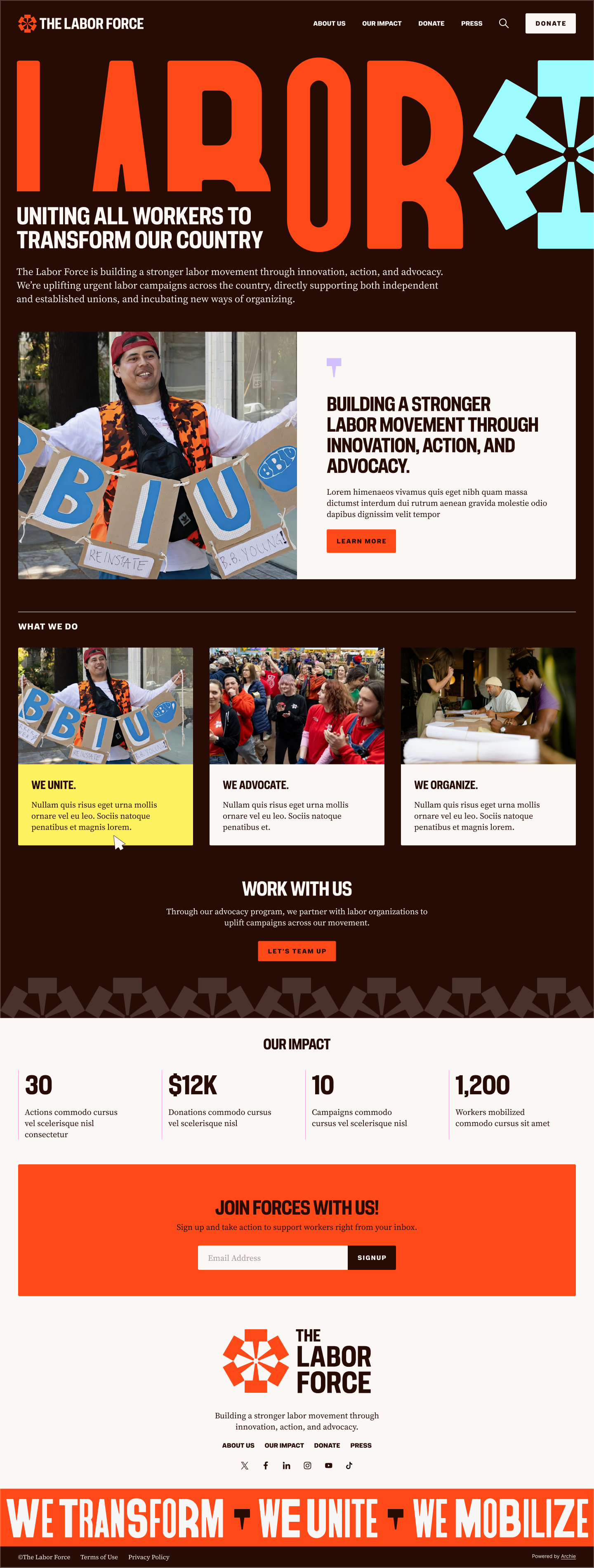 The Labor Force website homepage