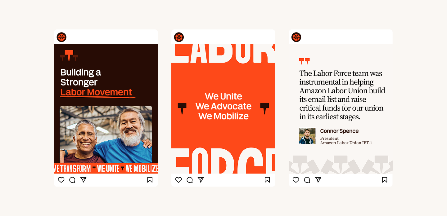 The Labor Force branded social media Instagram graphics