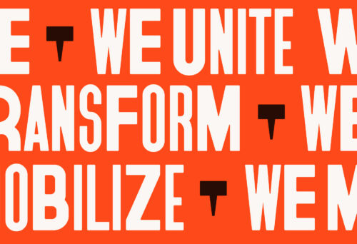 We Transform, We Unite, We Mobilize text banner graphic