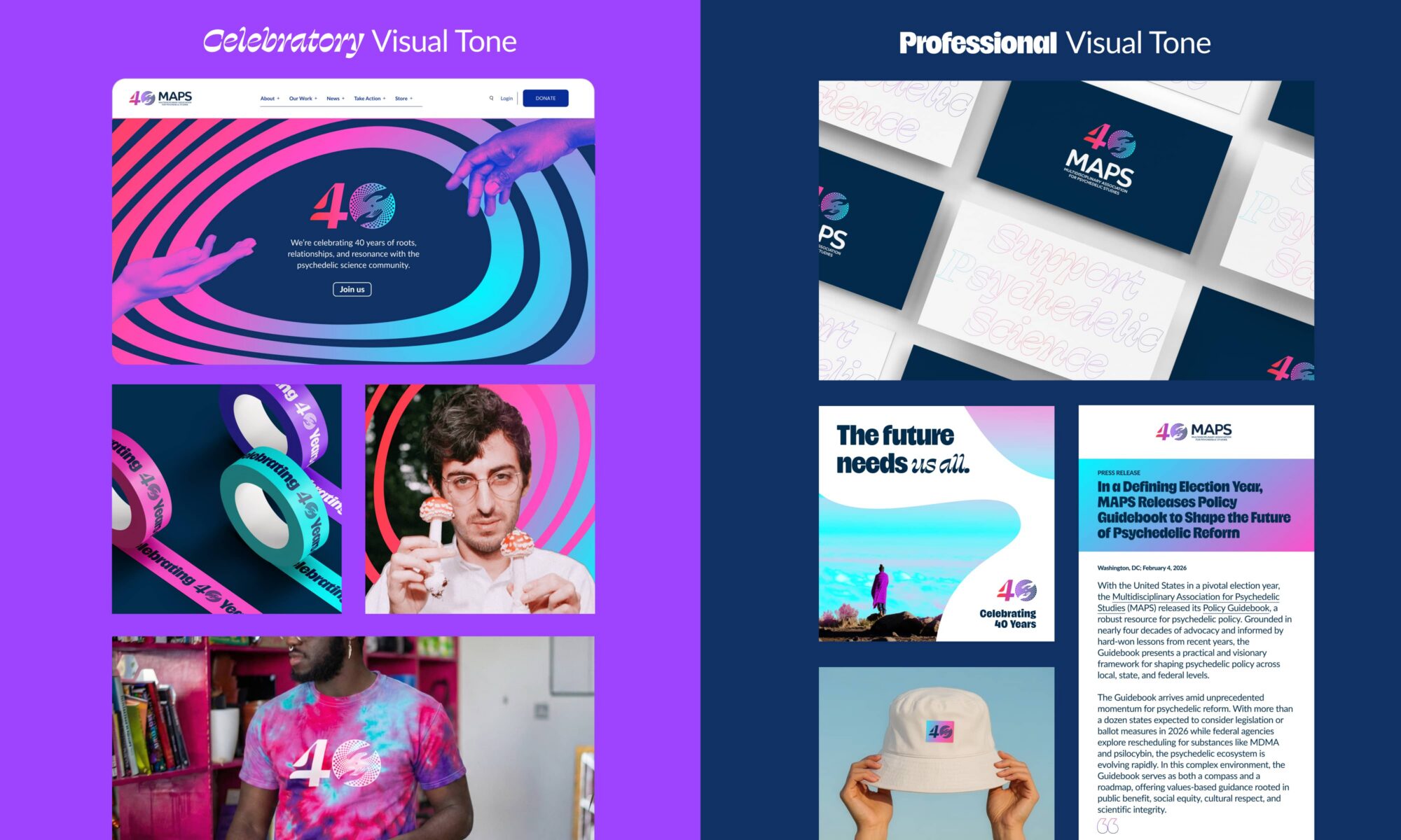 Celebratory versus Professional visual styles