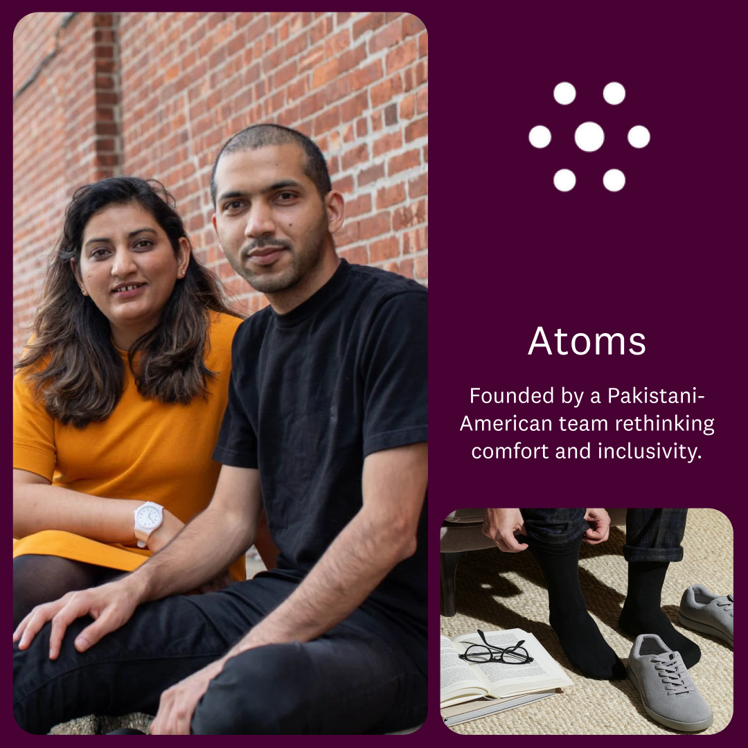 Atoms: Founded by a Pakistani-American team rethinking comfort and inclusivity.