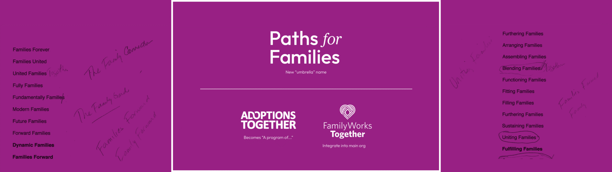 Brand naming architecture for the Paths for Families rebrand
