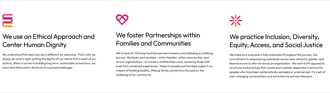 Brand values from Paths for Families
